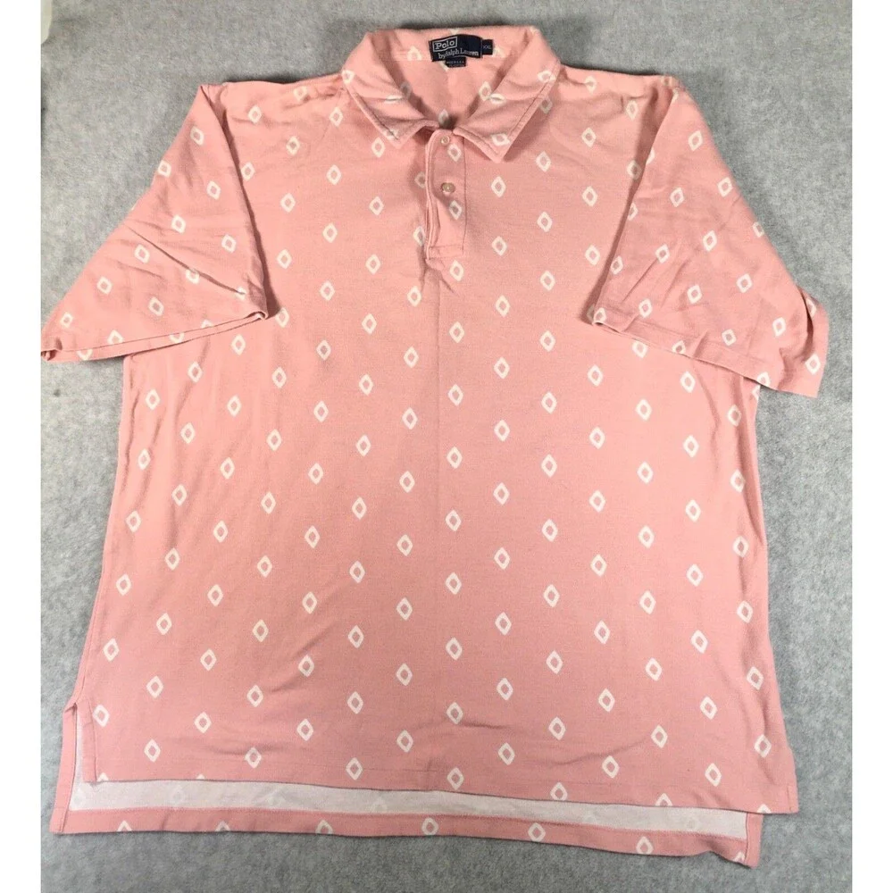 Vintage Polo Ralph Lauren Men's Pink Short Sleeve Cotton Polo Shirt - Size XXL